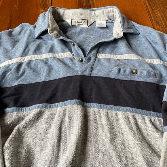Vintage Classics by Palmland Blue and Grey Rugby Polo Sweatshirt - Picture 2 of 4